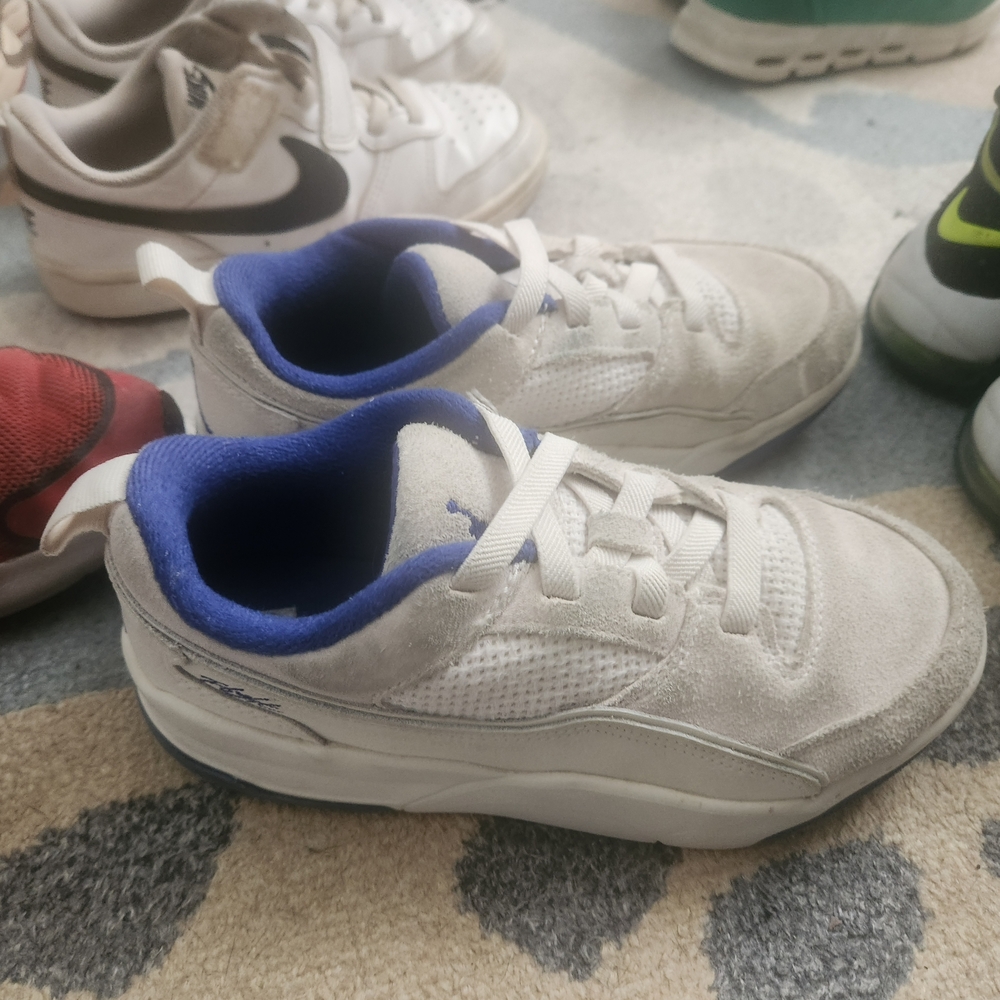 Jordan Kids White and Blue Sneakers